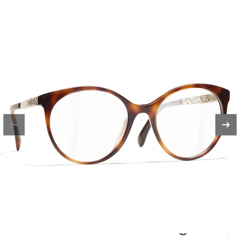 🤍CHANEL authentic Pantos Round tortoise 🐢 shell brown gold eyeglass frames